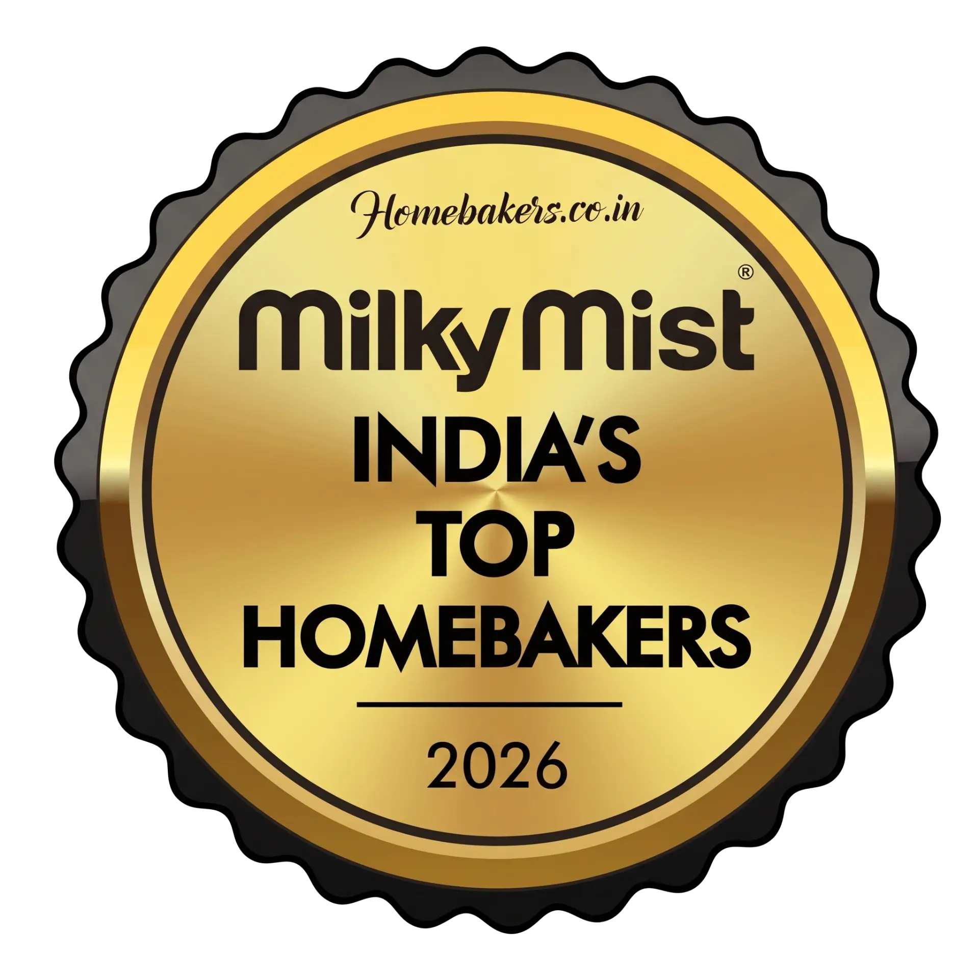 Milky Mist India's Top Homebakers 2026 award badge
